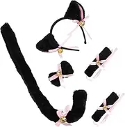 [NULYLU] 1set Faux Cat Ears Headband Tail Bow Tie Costume Accessories for Halloween Festivals and Cosplay High-end Material for -term Use
