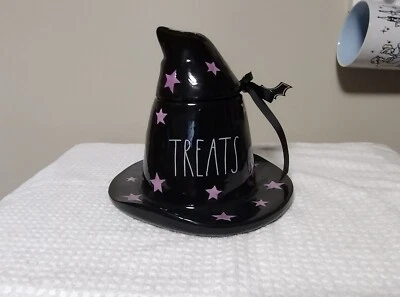 Rae Dunn 8" Halloween Witches Hat Ceramic Treats/Candy Jar