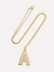 [Pacharee] Pacharee - Alphabet Gold-plated Pearl Necklace - A A Gold