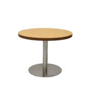 New Rapidline Coffee Table Stainless Steel Base Melamine 600mm Round Top Beech C