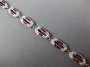 9.40Ct Princess Cut Simulated Ruby 925 SIlver White Gold Plated Bracelet