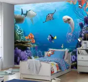 Finding Dory Photo Wallpaper Disney Wall Mural 157x102inch Nemo blue kids unisex