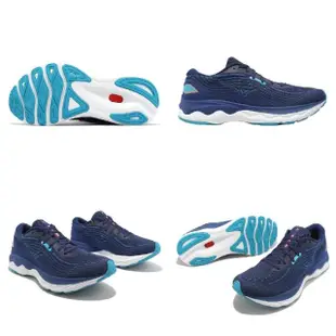 【MIZUNO 美津濃】慢跑鞋 Wave Skyrise 4 男鞋 藍 白 回彈 運動鞋 美津濃(J1GC2309-53)
