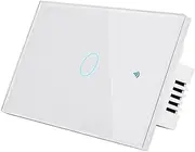 Smart Light Switch, 2.4GHz WiFi Smart Switch, Tempered Glass Touch Panel Touch Wall Mount Switches, Compatible with Alexa and Google Home, Neutral Wire Needed, No Hub Required (1Gang-White)