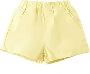 [JYCPFLIT] Girls Summer Shorts-Elastic Waist Pocketed Casual Pants，Summer Casual Shorts Mid Waisted 3-10 Years