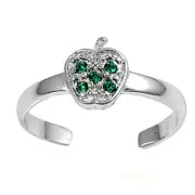 Apple Simulated Green .925 Sterling Silver Toe Ring