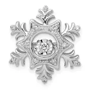 14k White Gold 1/6ct. Vibrant Moving Real Diamond Snowflake Pendant
