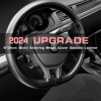 15" DIY Steering Wheel Cover Genuine Leather for Dodge Ram 1500/2500/3500 03-08 (for: Ford)