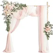 Wedding Arch Flowers Kit with Draping Fabric (Pack of 5), 2pcs Artificial Flower Arrangements and 3 Drapes for Arch Decorations, Wedding Ceremony Arbor, Recept