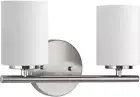 Replay Collection 2-Light Etched White Glass Modern Bath Vanity Light Brushed Ni