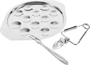 PHENOFICE 1Set Stainless Steel Snail Plate with Forks Escargot Dish for Home Dining Barbecues Divided Serving Tray for Seafood Snails Steel Shell Plate
