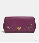 Coach 38967 Alexa Crystal Applique Turnlock Clutch Dark Berry NWT Org $195