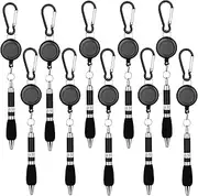 Eshylala 10 Pack Black Carabiner Pens Ballpoint Pen on Keychain Retractable Badge Reel Ballpoint Pen Pull Clip Pen Belt Clip Ballpoint Pen for Nurses, Students, Teachers, Worker