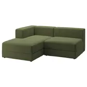 JÄTTEBO 2,5-seat mod sofa w chaise longue, left/Samsala dark yellow-green