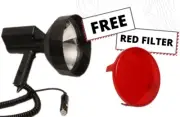 NEW Max-Lume 55w HID Hand Held Spotlight with Red Filter 175mm 7" Hunting Torch