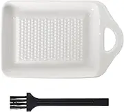 Ceramic Grater Plate, Ceramic Garlic Grater Plate, Ginger Garlic Grater Ceramic with Mini Brush, for Ginger, Garlic, Onion, Cheese, Chocolate, Vegetables and Fruits, White
