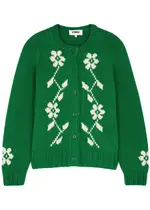 Ymc Atomic Floral-intarsia Cotton Cardigan - Green - XS (UK6 / XS) XS (UK6 / XS)