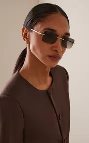 [Gucci] Horsebit Square-Frame Metal Sunglasses