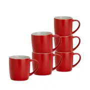 Argon Tableware 6 Piece Matt Tea and Coffee Mug Set - Red - 350ml