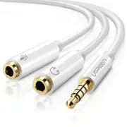 AUX Headphone Splitter Cable adaptor w/ Mic 3.5mm Audio HIGH QUALITY GOLD PLATED