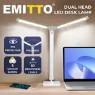 Emitto LED Desk Lamp Bedside Study Reading Table Light Dual Head Dimmable USB