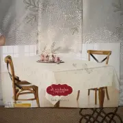 St. Nicholas Square NWT! Tablecloth Oblong Gold Beige Snowflake Pattern