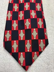 ROUNDTREE AND YORKE MENS TIE RED BLACK GRAY WHITE 4 X 58