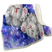 Two Grey Kitty Cats Sweet Slumber Night Throw Blanket