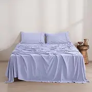 Dreamaker Super King Microfiber Sheet Set, Ultra Soft Plush Pre Washed Microfibre Bedding, Flat Sheet, Extra Deep 40cm Fitted Sheet & 2 Pillowcase, 4 Pieces, Lilac, Super King Bed