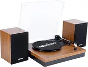Record Player, Bluetooth Record Player with Integrated HiFi Stereo Speaker, Vintage 3 Speeds Turntable