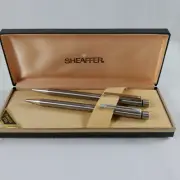 Sheaffer Targa 1001 Stainless Steel Pen and Pencil Set White Dot New Old Stock