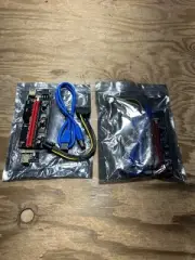 (2)PCI-E 1x to 16x Powered USB3.0 GPU Riser Extender Adapter Card Board Cable