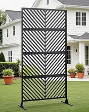 [Hipicute] 72" H×40" W Freestanding Metal Privacy Screen for Outdoor Patio - Heavy-Duty Rust-Resistant Decorative Fence Panel | Weatherproof Design | Patio Privacy Screen, Metal Freestanding