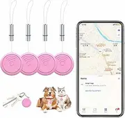 Bluetooth Tracker,Tags 4 Pack Tracker Item Finder Compatible with Apple Find My (iOS Only), GPS Track Your Keys,Wallet,Luggage,Backpack,Kids,Pet and Collars, with Replaceable Battery (Pink)