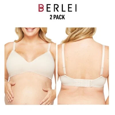 Womens Berlei Barely There 2 PACK Cotton Rich Maternity Wire Free Bra YZS9