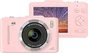 4K Digital Camera Portable Digital Video Camera 48Mp 2.8 Inch IPS Screen Anti-Shake 16X Built-in Flash Battery Birthday Teens Students Friends Pink
