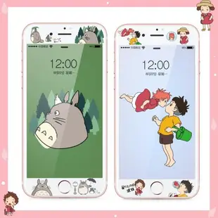 龍貓適用于蘋果7plus/8p鋼化膜彩膜iPhone6s/6plus全屏卡通少女款