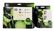 HP 02 BLACK x2 + HP 02 FIVE COLOR COMBO INK CARTRIDGE CC604FN C9500FN *NEW*