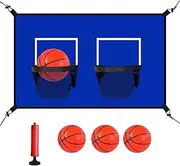 Trampoline Basketball Stand, Double Basket Ba-sketball Stand With 4 Mini Balls And 1 Air Pump, UniversalReusable Waterproof Bask-etball Game Accessories For All Ages