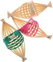 Milisten DIY Craft Bamboo Boat Plates 3pcs Handwoven Sushi Serving Boats for Ocean-Themed Decor