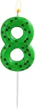 Pixel Miner Birthday Cake Candle, Cake Toppers Green Number Birthday Candles Dynamite Birthday Candles TNT Themed Birthday Candles for Party Decoration Supplies (8)