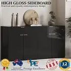 Sideboard Buffet Storage Cabinet High Gloss 4 Doors 2 Drawers Contemporary Black