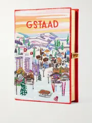 [Olympia Le-Tan] Olympia Le-Tan - Voyages Gstaad Embroidered Appliquéd Canvas Clutch - One size One size Red