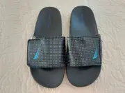 NAUTICA BIG BOYS SLIDES BLACK ADJUSTABLE TOP SIZE 3 NWOT