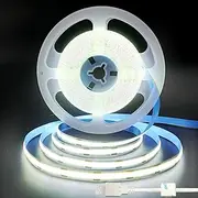 Clearhill 5V USB COB LED Strip Lights,16.4FT/5M,Cool White 6500K,320LEDs/M,8mm Width,Not Waterproof IP20,1M USB Cable,Flexible LED Tape Light for DIY Home Indoor Decoration