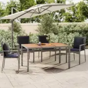 PE Rattan Garden Table With Wooden Tabletop Patio Table Outdoor Furniture Stable