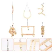 6pcs Parrot Hanging Toys Parrot Toys Kit Bird Playstand Parakeets