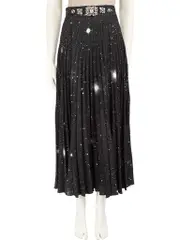 Black Star Print Crystal Skirt