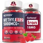 Vitamin B12 Gummies for Adult Methyl B12 5000mcg with Vitamin D3 2000 IU ...