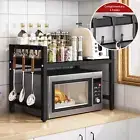 1pc Expandable Microwave Shelf Organizer Countertop Tableware Storage Rust Proof